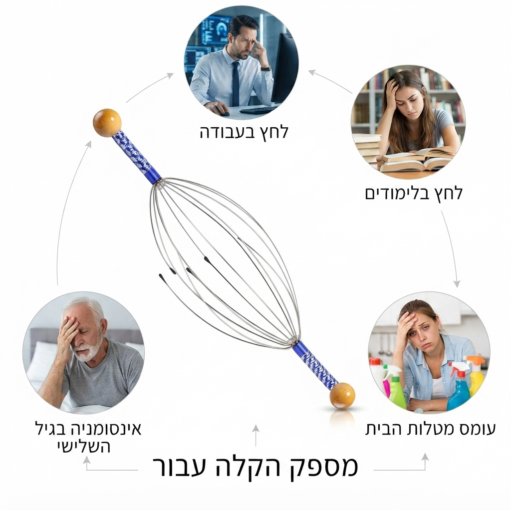 מעסה ראש ידני קלאסי "תמנון" לצמרמורות ורוגע